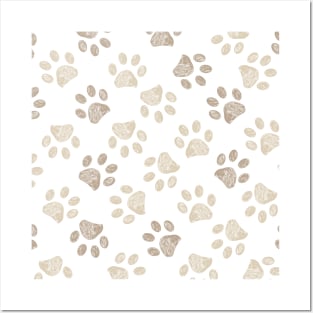 Light brown colored paw print Posters and Art